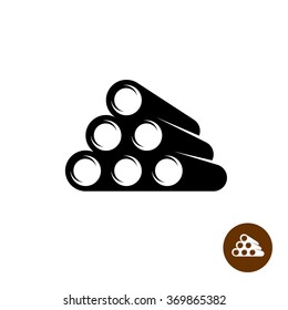 Stack Of Pipes Black Silhouette 3d Perspective Icon