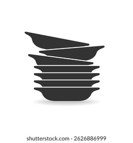 Pila de placas icono gráfico. Placas para la muestra aislada de la comida en el fondo blanco. Símbolo de vajilla. Ilustración vectorial