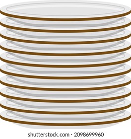 Stack of plates, illustration, vector on a white background.