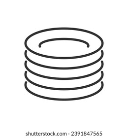 Stack of plates, linear icon. Utensils. Line with editable stroke