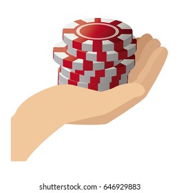 stack poker chips in hand gamble image