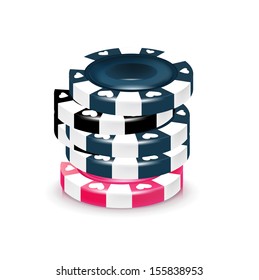 stack of poker chips isolated on white background