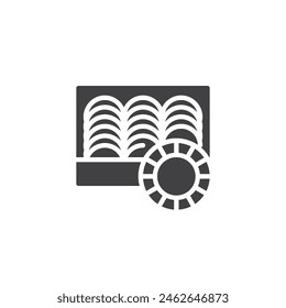 Stack of poker chips vector icon. filled flat sign for mobile concept and web design. Casino Chip Stack glyph icon. Symbol, logo illustration. Vector graphics