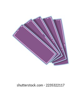 Stack of purple wax strips cartoon illustration. Cartoon drawing of leg hair removal equipment isolated on white background. Cosmetology, depilation, hygiene, beauty concept