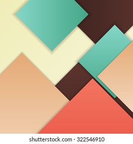 Stack of random rectangles hovering in space on a flat surface. Abstract background in the paradigm of material design. Perfect background texture with multiple colors and 3d effects.