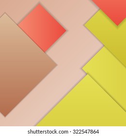 Stack of random rectangles hovering in space on a flat surface. Abstract background in the paradigm of material design. Perfect background texture with multiple colors and 3d effects.