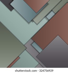 Stack of random rectangles hovering in space on a flat surface. Abstract background in the paradigm of material design. Perfect background texture with multiple colors and 3d effects.