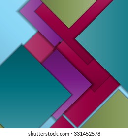 Stack of random rectangles hovering in space on a flat surface. Abstract background in the paradigm of material design. Perfect background texture with multiple colors and 3d effects.