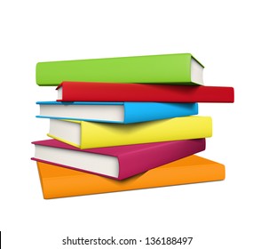 Stack Of Realistic Colored Books With Empty Covers. EPS10 Vector.