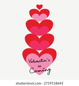 Pila de corazones rojos y rosados con mensaje de San Valentín amor día de San Valentín