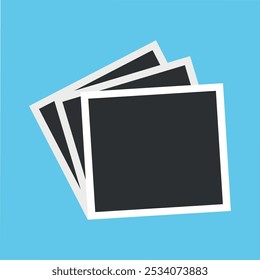 Stack of retro photo cards. Blank instant photo frames. Photographic prints. Vector illustration