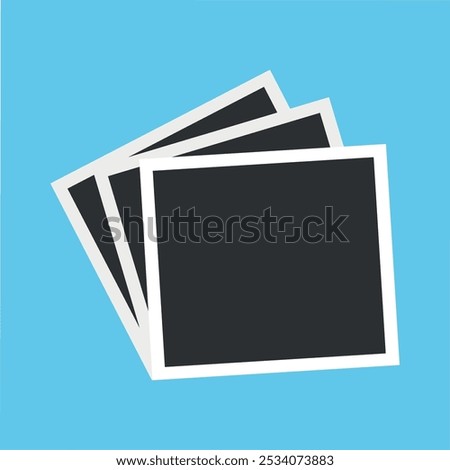 Stack of retro photo cards. Blank instant photo frames. Photographic prints. Vector illustration