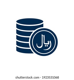 Stack of rial coins. Currency or money icon concept isolated on white background. Vector illustration