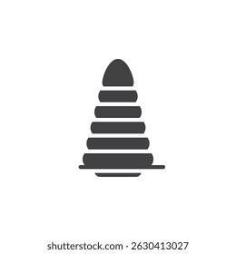 Stack of rings toy vector icon. filled flat sign for mobile concept and web design. Ring pyramid glyph icon. Symbol, logo illustration. Vector graphics