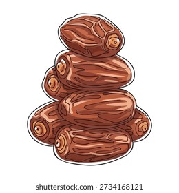 Stack of Ripe Dates with White Outline Keywords: dates, fruit, dried fruit, sweet, healthy, food, stack, pile, brown, natural, organic, delicious