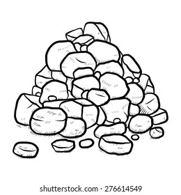 stack of rock / cartoon vector and illustration, black and white, hand drawn, sketch style, isolated on white background.