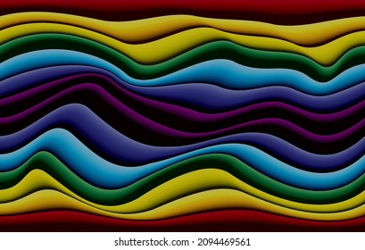 Stack of rolls of multi-colored fabrics. Abstract background. Vector illustration 