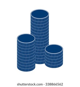 A stack of round coins. Vector illustration.