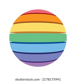 Stack of round colored blocks that makes a sphere. Full spectrum rainbow color shapes. Abstract geometric element for design.