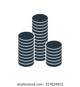 A stack of round gold coins. Vector illustration.