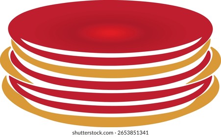 Stack of Round Plates Color Vector Design