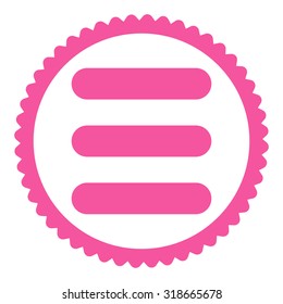Stack round stamp icon. This flat vector symbol is drawn with pink color on a white background.