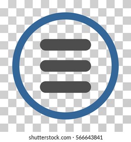 Stack rounded icon. Vector illustration style is flat iconic bicolor symbol inside a circle, cobalt and gray colors, transparent background. Designed for web and software interfaces.