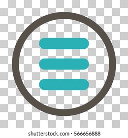 Stack rounded icon. Vector illustration style is flat iconic bicolor symbol inside a circle, grey and cyan colors, transparent background. Designed for web and software interfaces.