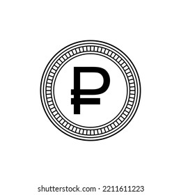 Pila de escombros, rublos, símbolo de la moneda rusa. Ilustración vectorial