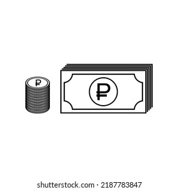 Pila de escombros, símbolo del icono de la moneda rusa. Ilustración vectorial