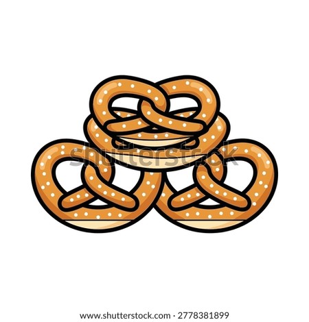 Stack of salted pretzels vector illustration with appetizer bavarian snacking