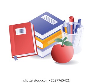 Stack of school student books isometric illustration
