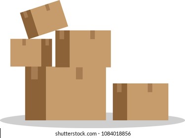 Stack of sealed cardboard boxes with flat style vector illustration isolated.