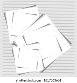 Stack the sheets of paper on a gray background with  outlines