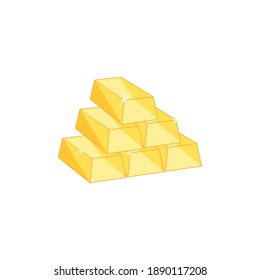 Stack of shiny gold bars. Vector illustration in flat style isolated on white background.