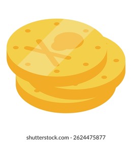 Stack of shiny gold pirate doubloons is lying on a white background
