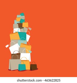 Stack of shopping bags background. EPS 10 vector stock illustration