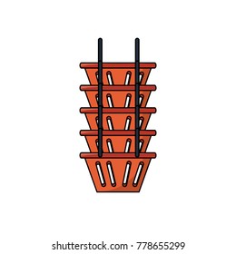 stack of shopping baskets icon over white background colorful design vector illustration