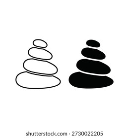 Stack of smooth zen balance stone cairn icon outline and solid