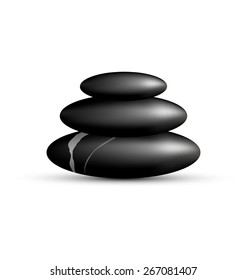 Stack of spa stones isolated on white background