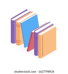 Stack Standing Books Isometric Vector Illustration Stock Vector Royalty Free