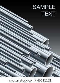 Stack Of Steel Tubing (vector Illustration).