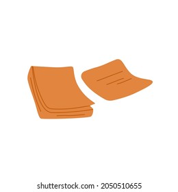 Stack of sticky paper memo notes with detached pad. Block of sticker posts with adhesive edge. Office stationery for reminders and messages. Flat vector illustration isolated on white background