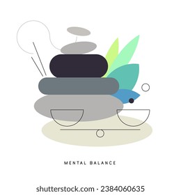 Stack of stones. Harmony, balance. Simple flat illustration. Vector file.