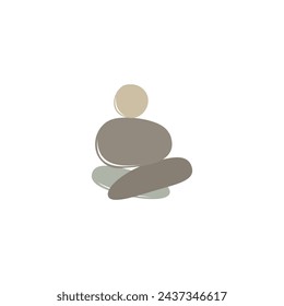 Stack of stones logo, zen buddhism, meditation icon. Relaxation, meditation print, minimal flat concept