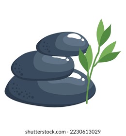 stack stones of spa with leaves