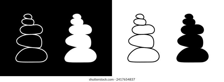 Stack of stones for a spa salon on a black and white background. Balance concept.