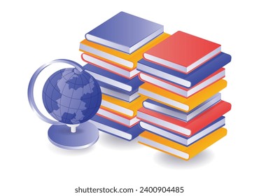 Stack of student books in the school library