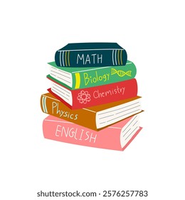 Stack of subjects book vector illustration.