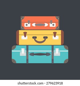 Stack of suitcases. Flat vector illustration